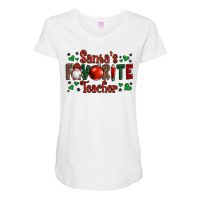 Santa's Favourite Teacher Christmas Gnome Maternity Scoop Neck T-shirt | Artistshot