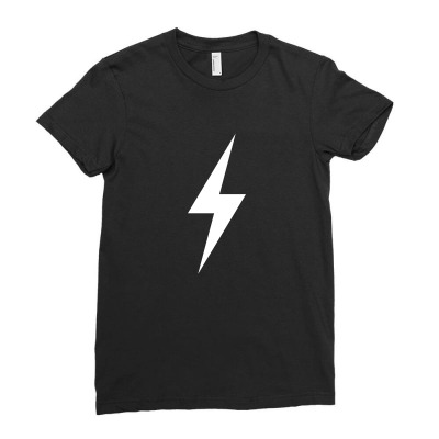 Lightning Bolt Icon (white) Ladies Fitted T-shirt Designed By Noir Est Conception