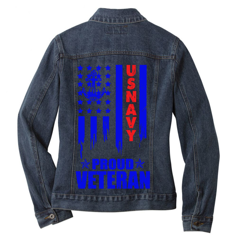 Us Navy Proud Veteran Ladies Denim Jacket by TopTshirt | Artistshot