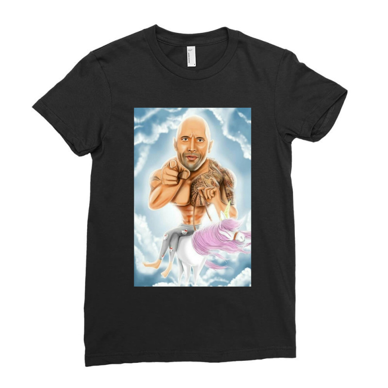 Dwayne Johnson Men Funny Art Ladies Fitted T-Shirt by Artists-Zoe | Artistshot