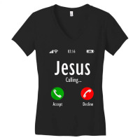 Jesus Is Calling - Christian T Funny Gift Women's V-neck T-shirt | Artistshot