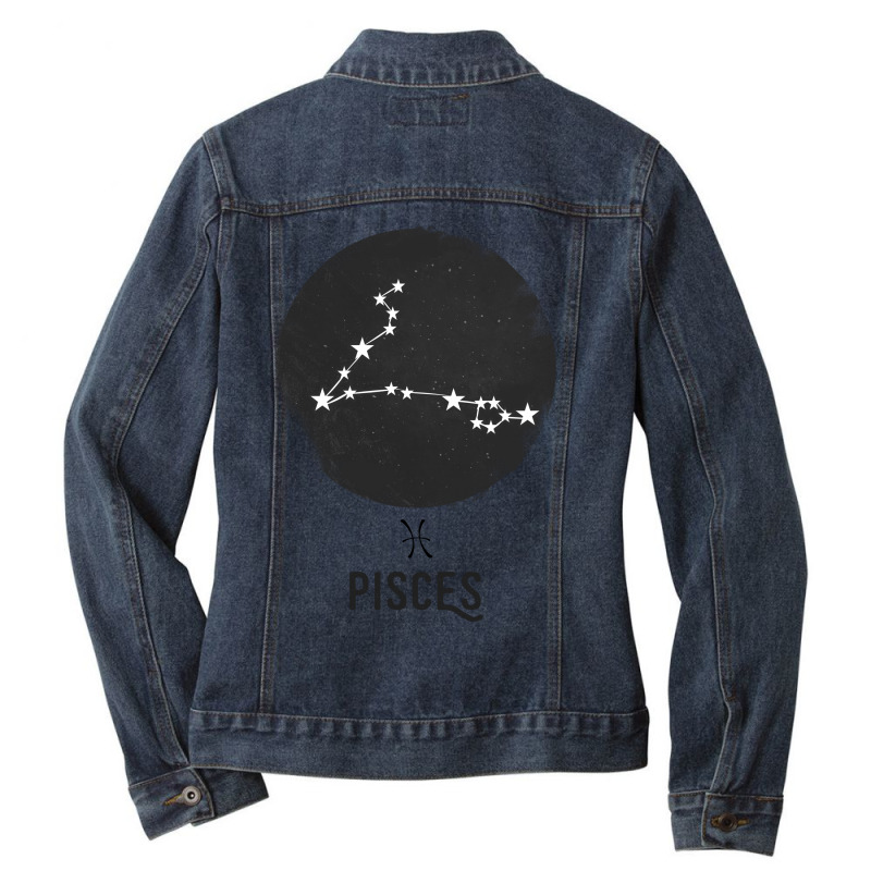 Minimal Pisces Zodiac Sign Ladies Denim Jacket by tshiart | Artistshot