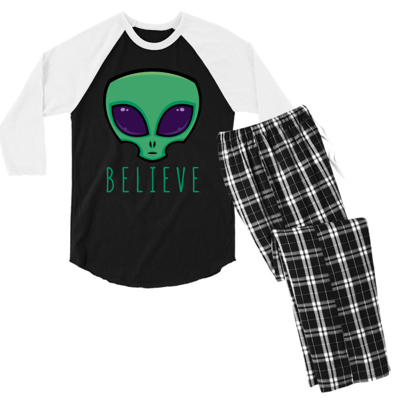 Believe Alien Head Men's 3/4 Sleeve Pajama Set | Artistshot