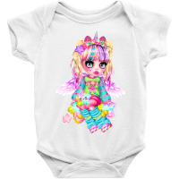 Magical Unicorns And Cute Girl In Anime Baby Bodysuit | Artistshot