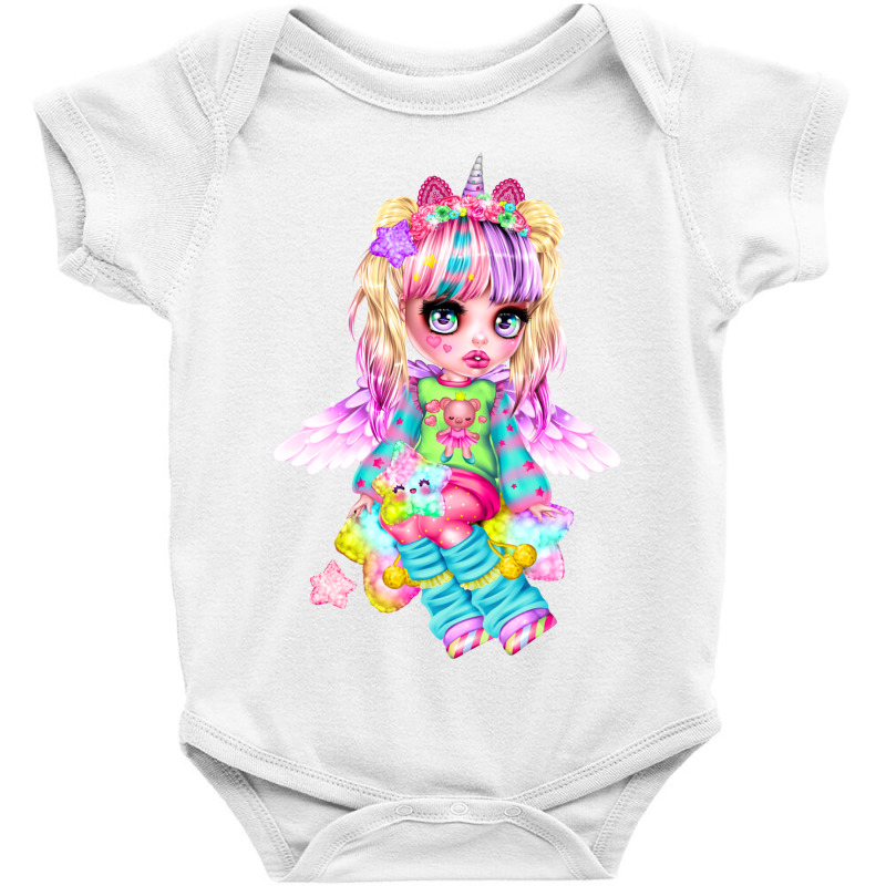 Magical Unicorns And Cute Girl In Anime Baby Bodysuit by Zero_art | Artistshot