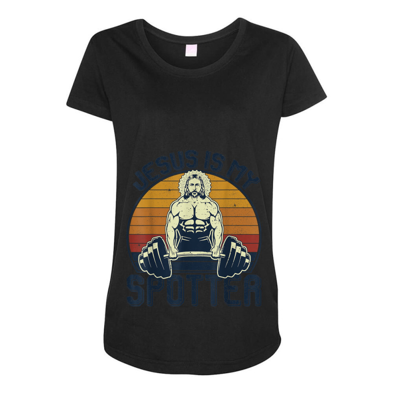 Jesus Is My Spotter Funny Christian Weightlifting Gym My Favorite Peop Maternity Scoop Neck T-shirt by Aria-Proctor | Artistshot