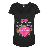 Jesus It's Not A Religion It's A Relationship Floral Funny Gifts Maternity Scoop Neck T-shirt | Artistshot