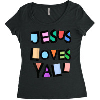 Jesus Loves Yall Pink Belief Faith Womens Girls Kids Church Graphic Women's Triblend Scoop T-shirt | Artistshot