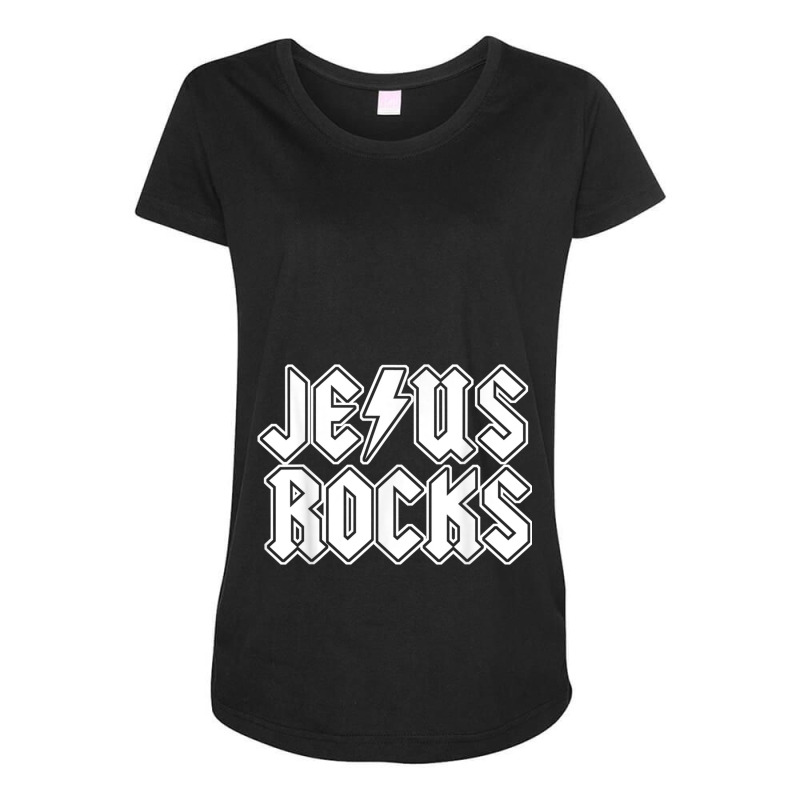 Jesus Rocks Funny Christian Rocker Funny Gift Maternity Scoop Neck T-shirt by Aria-Proctor | Artistshot