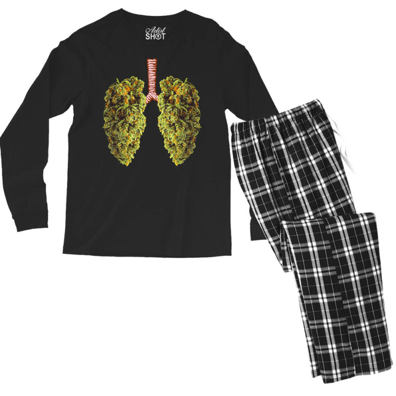 Funny Weed Lung Marijuana Bud Men's Long Sleeve Pajama Set | Artistshot