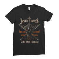 Jesus Saves All Christian Faith Rpg Role Play Dice Game Nerd Funny Gif Ladies Fitted T-shirt | Artistshot