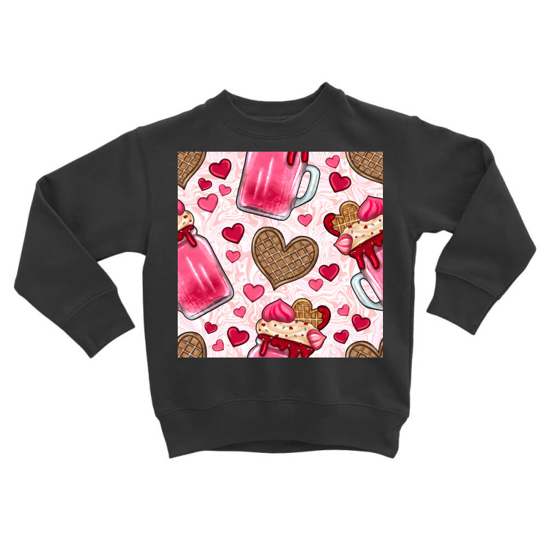 Valentines Day Milkshake Seamless Pattern Toddler Sweatshirt by BundleAndBundleShop | Artistshot