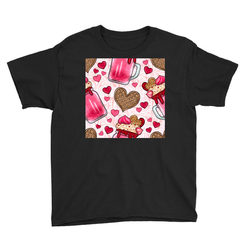 Valentines Day Milkshake Seamless Pattern Youth Tee by BundleAndBundleShop | Artistshot