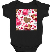 Valentines Day Milkshake Seamless Pattern Baby Bodysuit | Artistshot