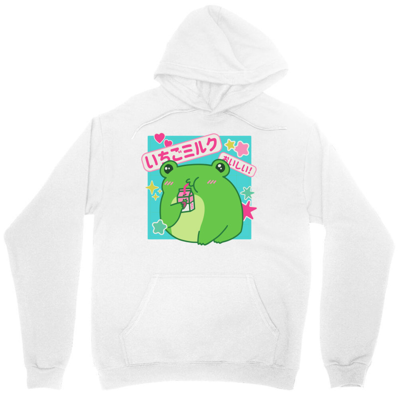 Kawaii Frog Strawberry Milk Japanese Letters Cute Graphic Pullover Hoo Unisex Hoodie by AdvaitaLanderos | Artistshot