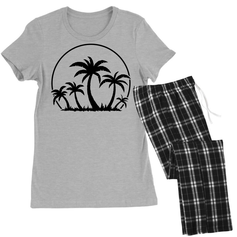 Palm Trees And Sunset In Black Women's Pajamas Set by fizzgig | Artistshot