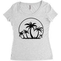 Palm Trees And Sunset In Black Women's Triblend Scoop T-shirt | Artistshot