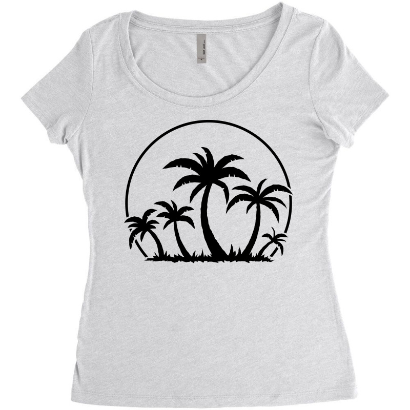 Palm Trees And Sunset In Black Women's Triblend Scoop T-shirt by fizzgig | Artistshot