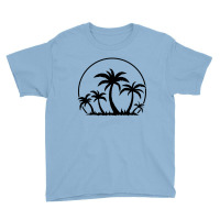 Palm Trees And Sunset In Black Youth Tee | Artistshot