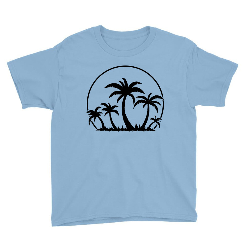 Palm Trees And Sunset In Black Youth Tee by fizzgig | Artistshot