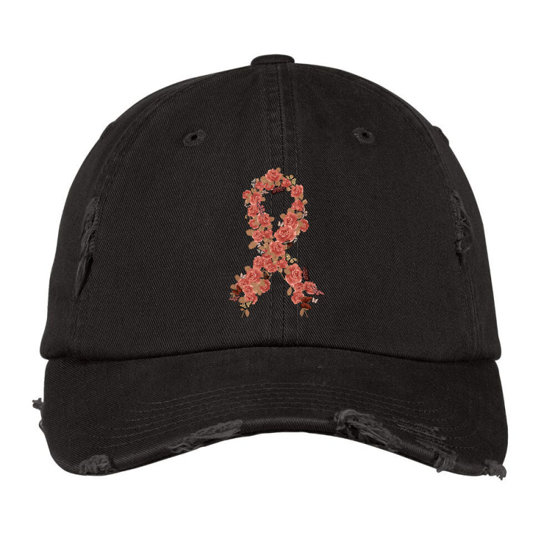 Peach Ribbon Uterine Endometrial Cancer Awareness T Shirt Vintage Cap by ybarboof | Artistshot