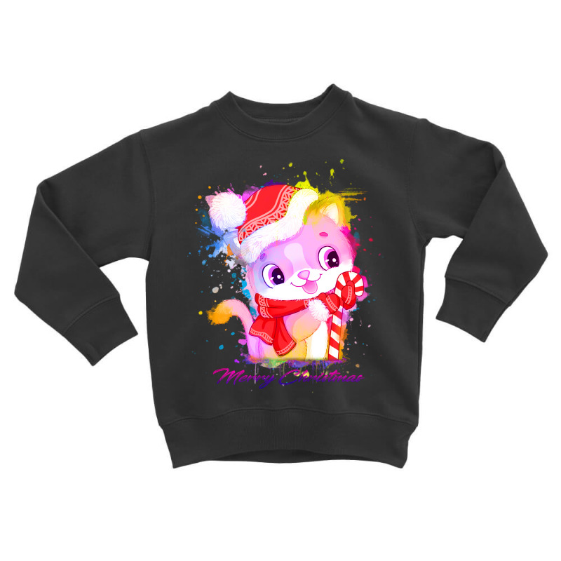 Merry Christmas Cat Toddler Sweatshirt | Artistshot