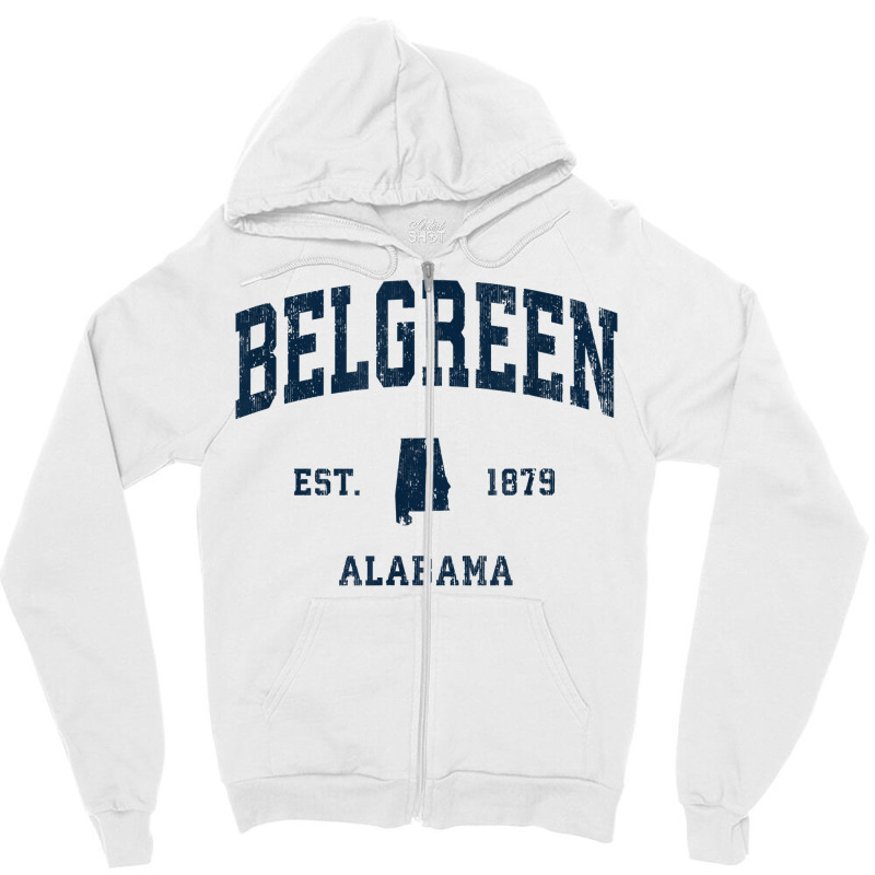 Belgreen Alabama Al Vintage Athletic Navy Sports Design T Shirt Zipper Hoodie | Artistshot