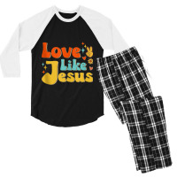 Love Like Jesus Mens My Favorite Men's 3/4 Sleeve Pajama Set | Artistshot