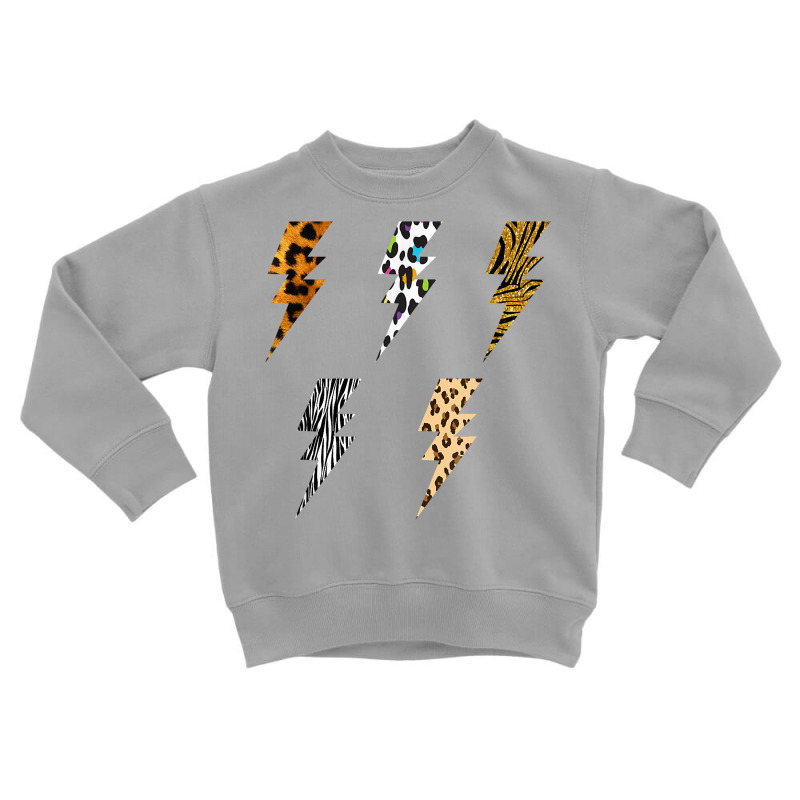 Vintage Thunder Leopard Zebra Animal Print Lightning Bolts T Shirt Toddler Sweatshirt by ybarboof | Artistshot