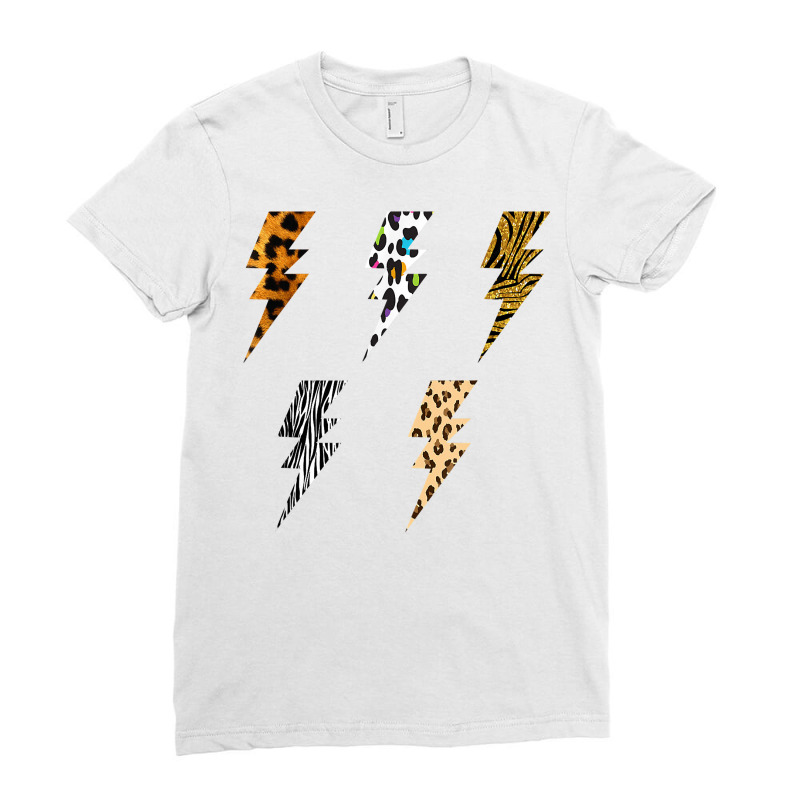 Vintage Thunder Leopard Zebra Animal Print Lightning Bolts T Shirt Ladies Fitted T-Shirt by ybarboof | Artistshot