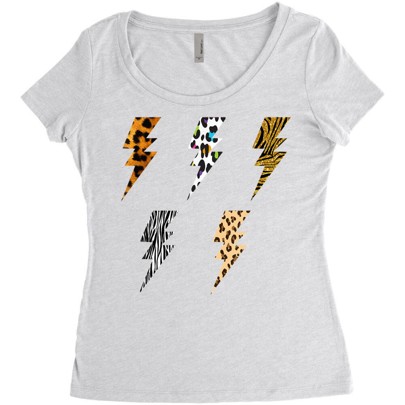 Vintage Thunder Leopard Zebra Animal Print Lightning Bolts T Shirt Women's Triblend Scoop T-shirt by ybarboof | Artistshot