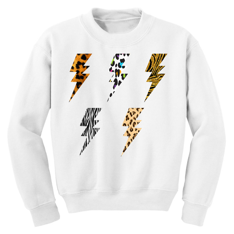 Vintage Thunder Leopard Zebra Animal Print Lightning Bolts T Shirt Youth Sweatshirt by ybarboof | Artistshot