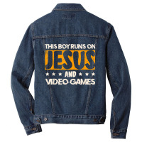 This Boy Runs On Jesus And Video Games For A Gamer T Shirt Men Denim Jacket | Artistshot