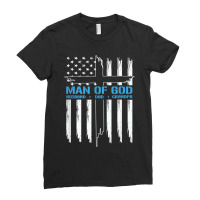 Man Of God Cross American Flag Jesus Christian Tee Poster Ladies Fitted T-shirt | Artistshot