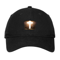 Man Running To Glowing Christian Cross Of Jesus Christ Painting Adjustable Cap | Artistshot