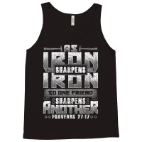 Mens Christian Dad Iron Sharpens Iron Scripture Verse Bible Quote Art  Tank Top | Artistshot