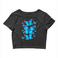 Majestic Butterfly   Blue Butterflies Morpho T Shirt Crop Top | Artistshot