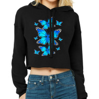 Majestic Butterfly   Blue Butterflies Morpho T Shirt Cropped Hoodie | Artistshot