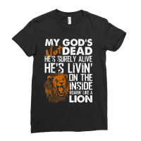 My God's Not Dead Lion Christian Christ Cross Faith Art Ladies Fitted T-shirt | Artistshot