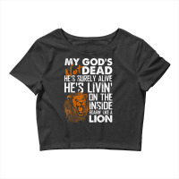 My God's Not Dead Lion Christian Christ Cross Faith Art Crop Top | Artistshot