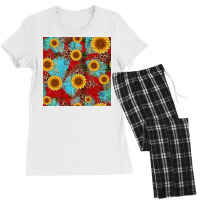 Christmas Sunflower Leopard Buffalo Plaid Seamless Pattern Women's Pajamas Set | Artistshot