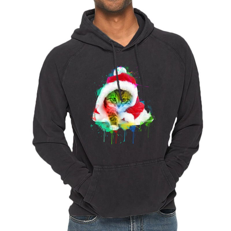 Merry Christmas Cat Vintage Hoodie | Artistshot