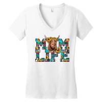 Mom Life Highland Cow Women's V-neck T-shirt | Artistshot