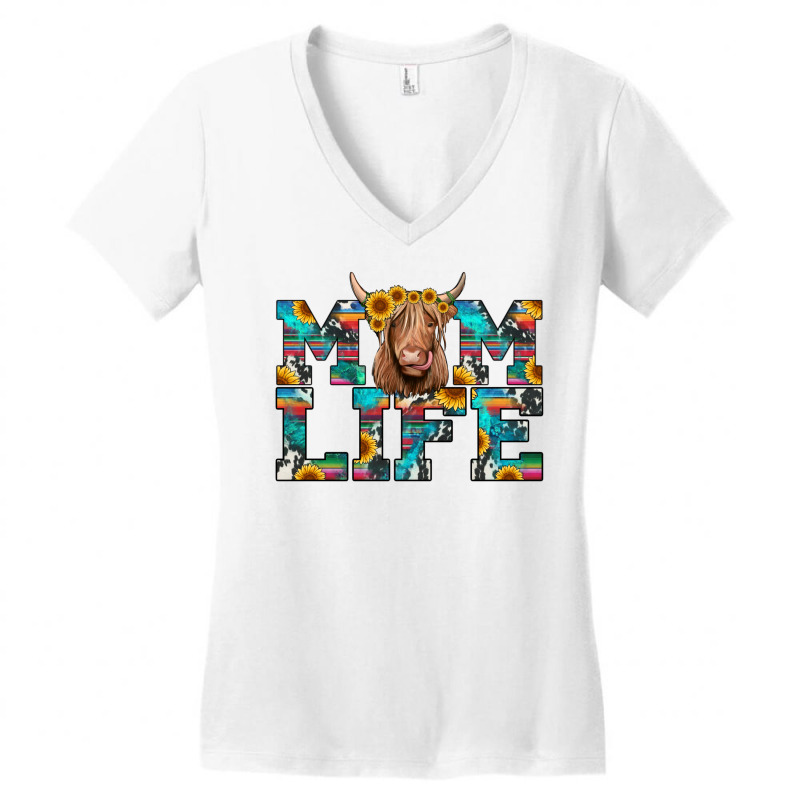 Mom Life Highland Cow Women's V-neck T-shirt | Artistshot