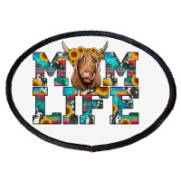 Mom Life Highland Cow Oval Patch | Artistshot