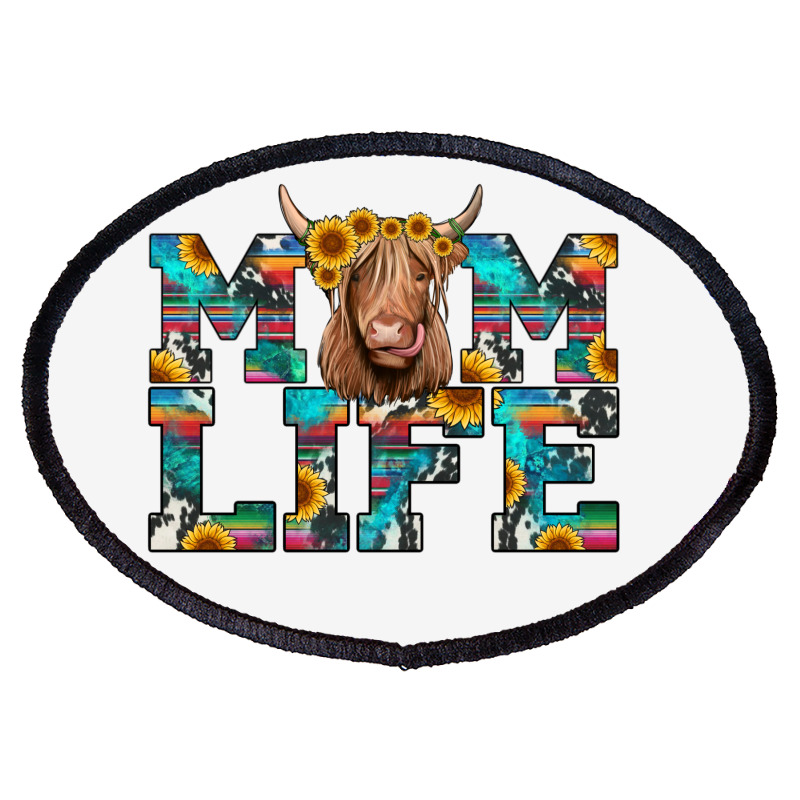 Mom Life Highland Cow Oval Patch | Artistshot