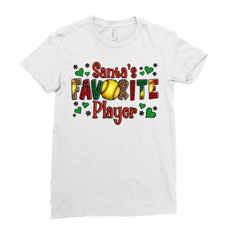 Santa's Favourite Player Christmas Softball Game Ladies Fitted T-shirt | Artistshot