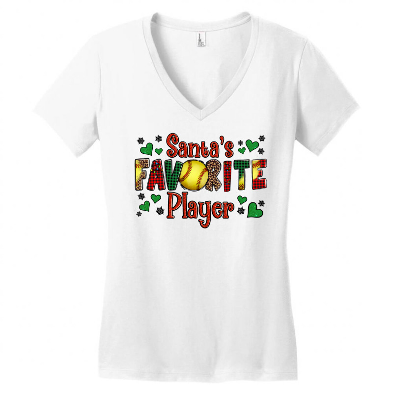 Santa's Favourite Player Christmas Softball Game Women's V-neck T-shirt | Artistshot