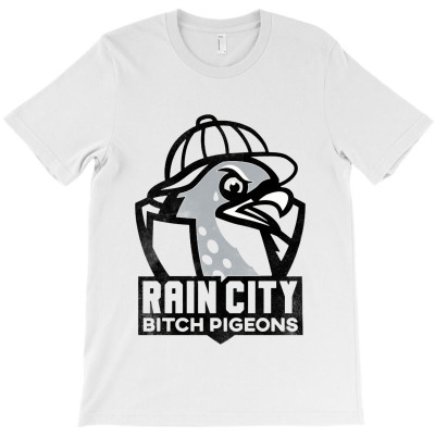 Rain City Bitch Pigeons   Black Art T-shirt Designed By Frizidan