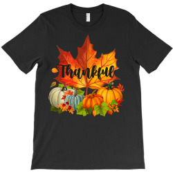 Happpy Thanksgiving Day Autumn Fall Maple Leaves Thankful T-shirt Designed By Toyou2me0921
